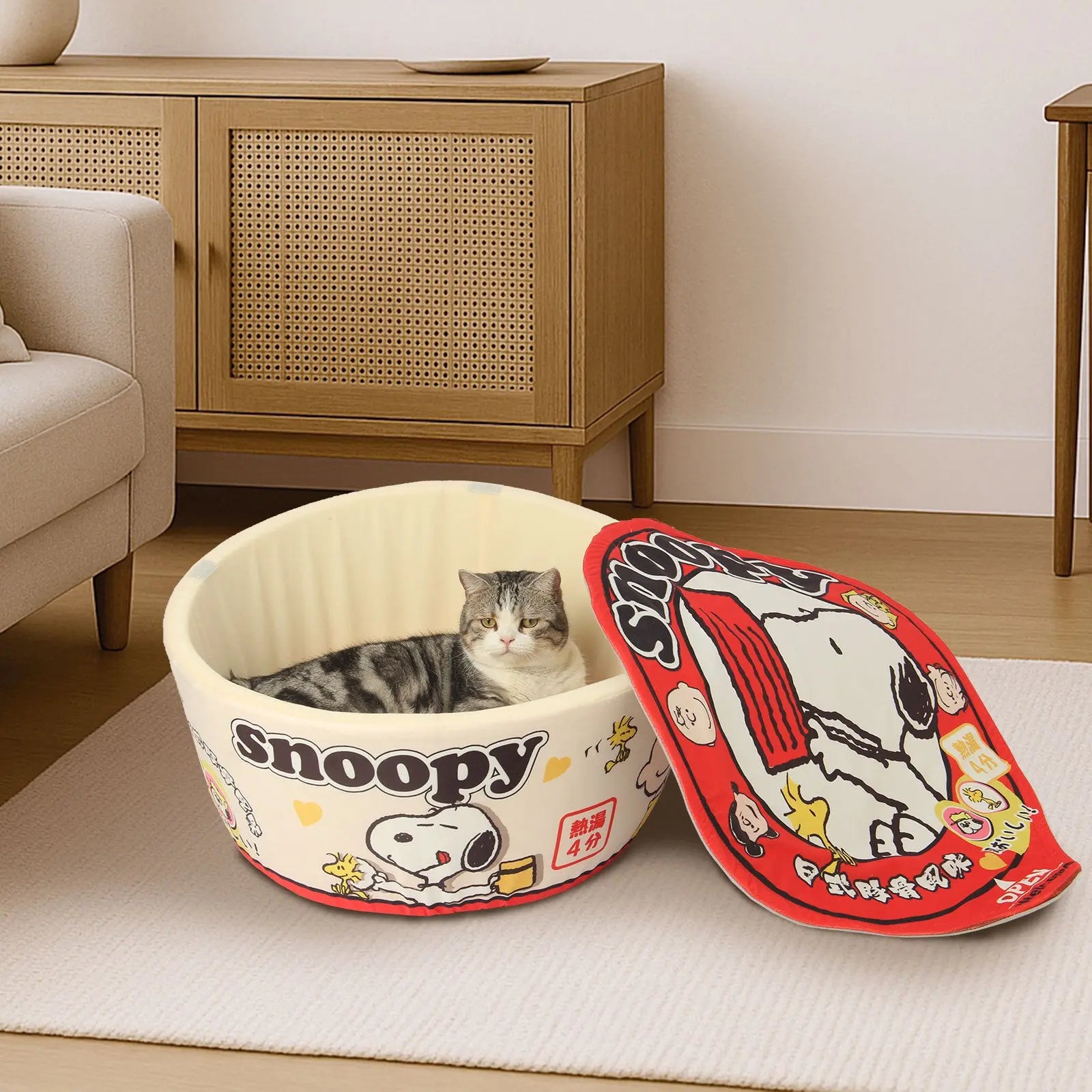Kashima X Snoopy Red Tonkotsu Bubble Noodle Pet Bed KashimaPet