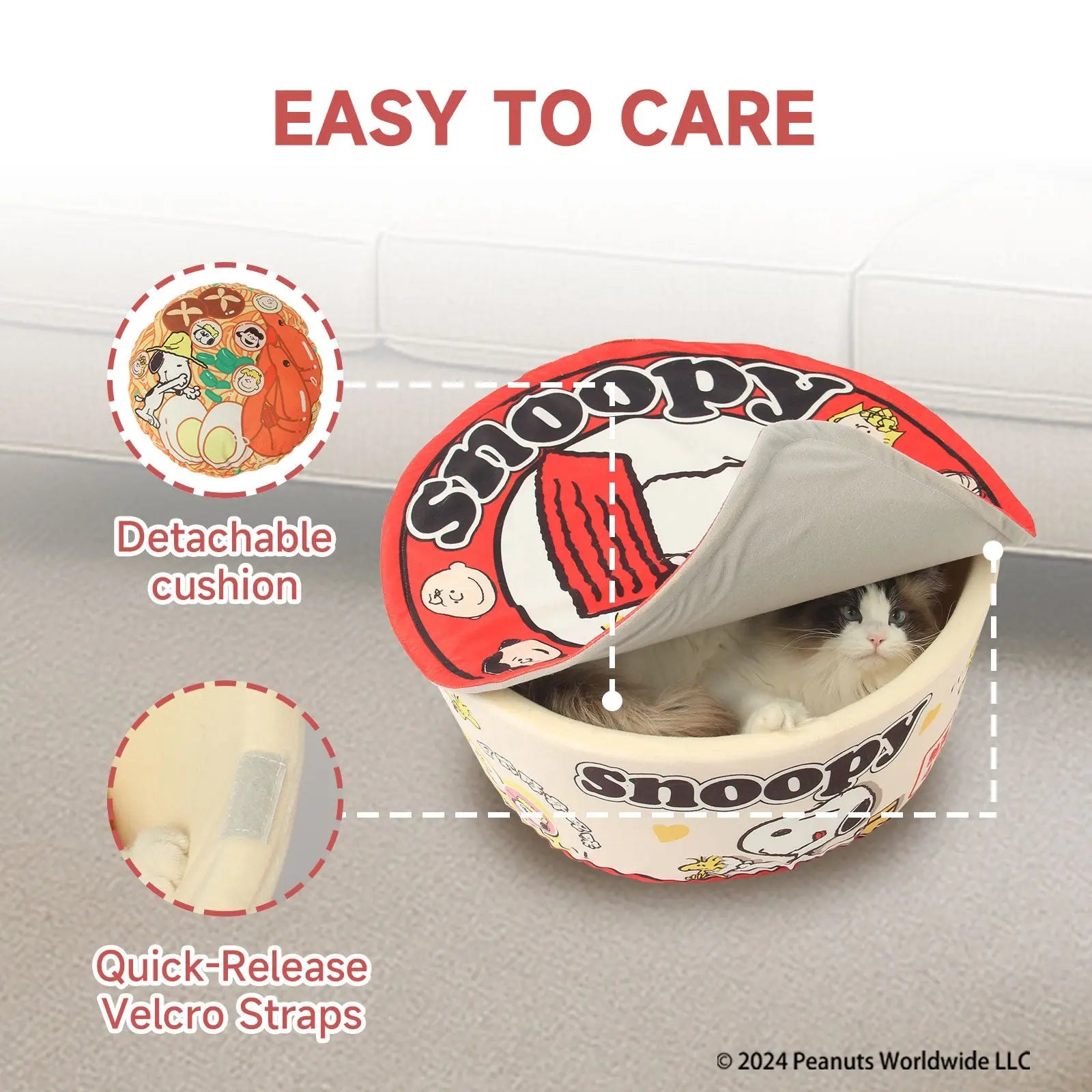Kashima X Snoopy Red Tonkotsu Bubble Noodle Pet Bed KashimaPet